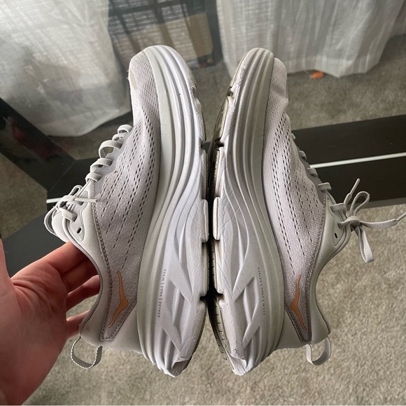 Hoka One One Bondi 8 Shoes Womens Size 9 B Gray Pink Running Sneakers NO INSOLES - Picture 5 of 8